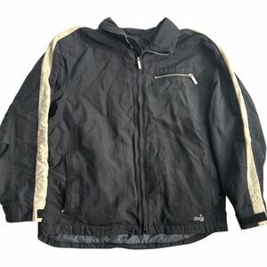 Levi’s SilverTab VTG 90s Black Nylon Jacket Men Large Beige Stripe‎ Fleece Lined